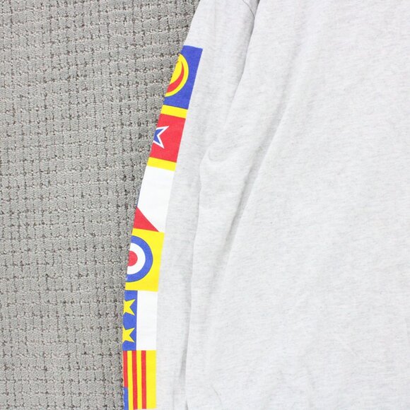 Lakai Shirt Mens XL Light Gray Long Sleeve Flags Crewneck Chocolate Graphic Logo - Picture 3 of 8